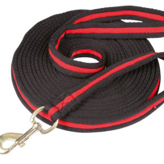Longeerlijn soft black/red met musketonsluiting 8m
