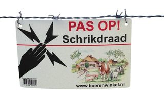 Waarschuwingsbord "PAS OP Schrikdraad"